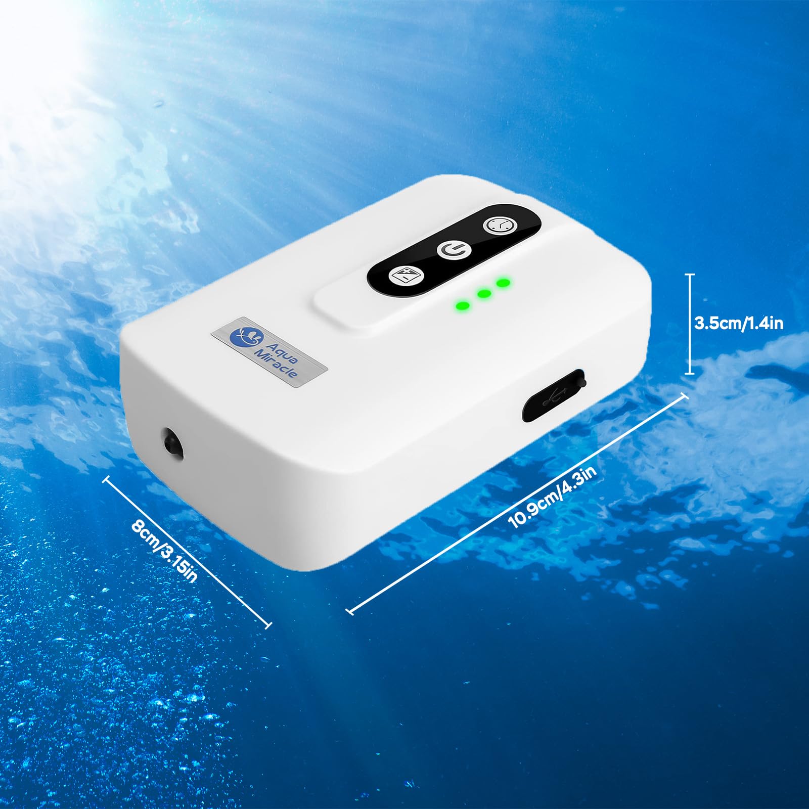 AquaMiracle fresh and marine water compatibility label on packaging.