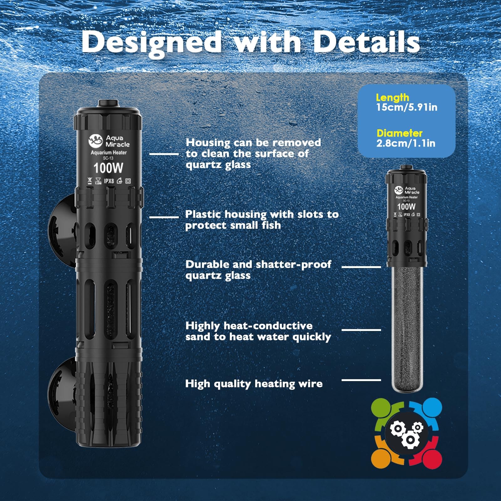 AquaMiracle heater with LED display for easy temperature monitoring.