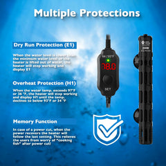 AquaMiracle heater memory function resumes last setting after power loss.