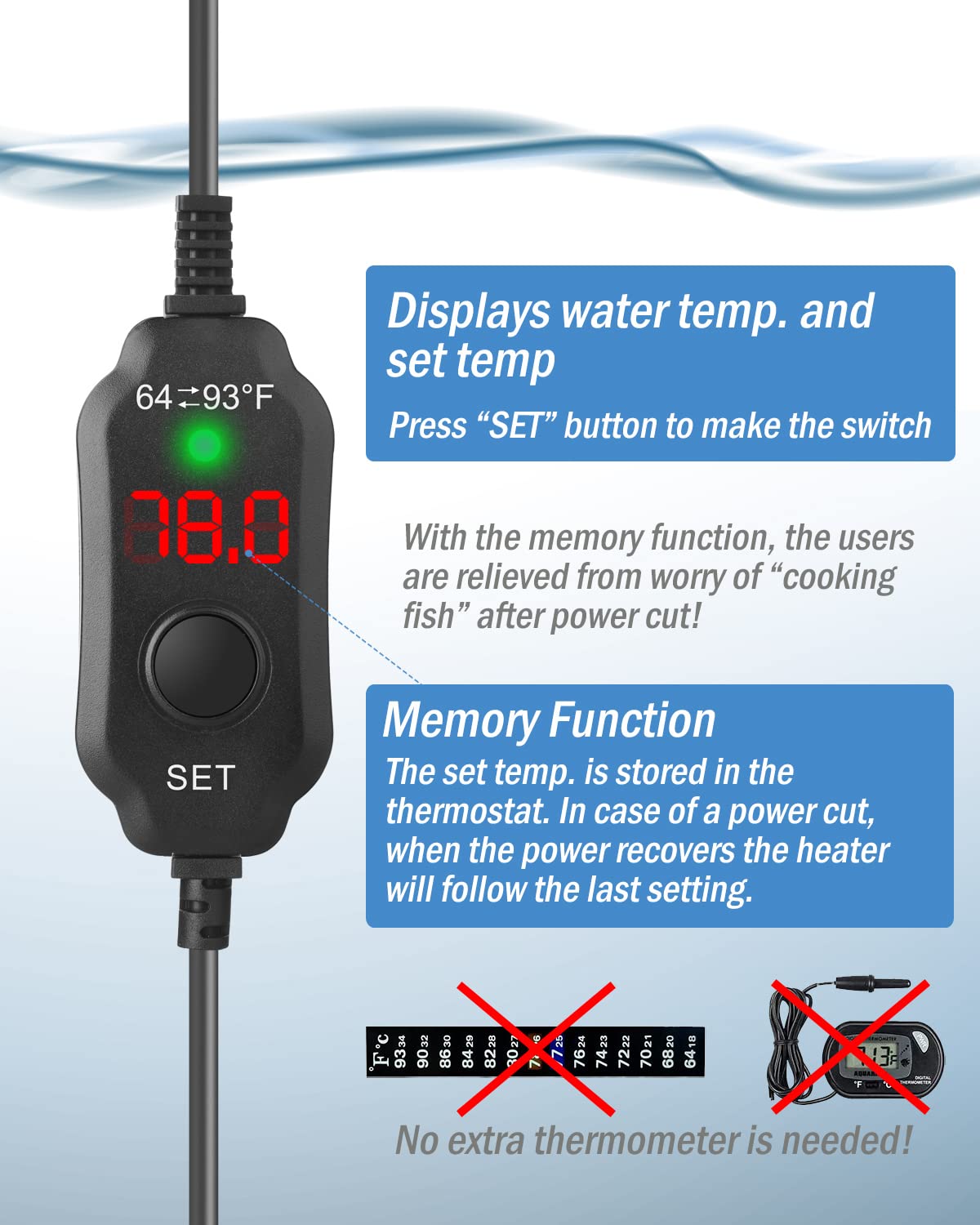 AquaMiracle memory function preserves last setting after power outage.