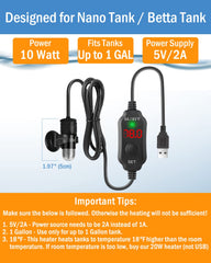AquaMiracle tiny heater in a betta tank powered by USB for safe, convenient warmth
