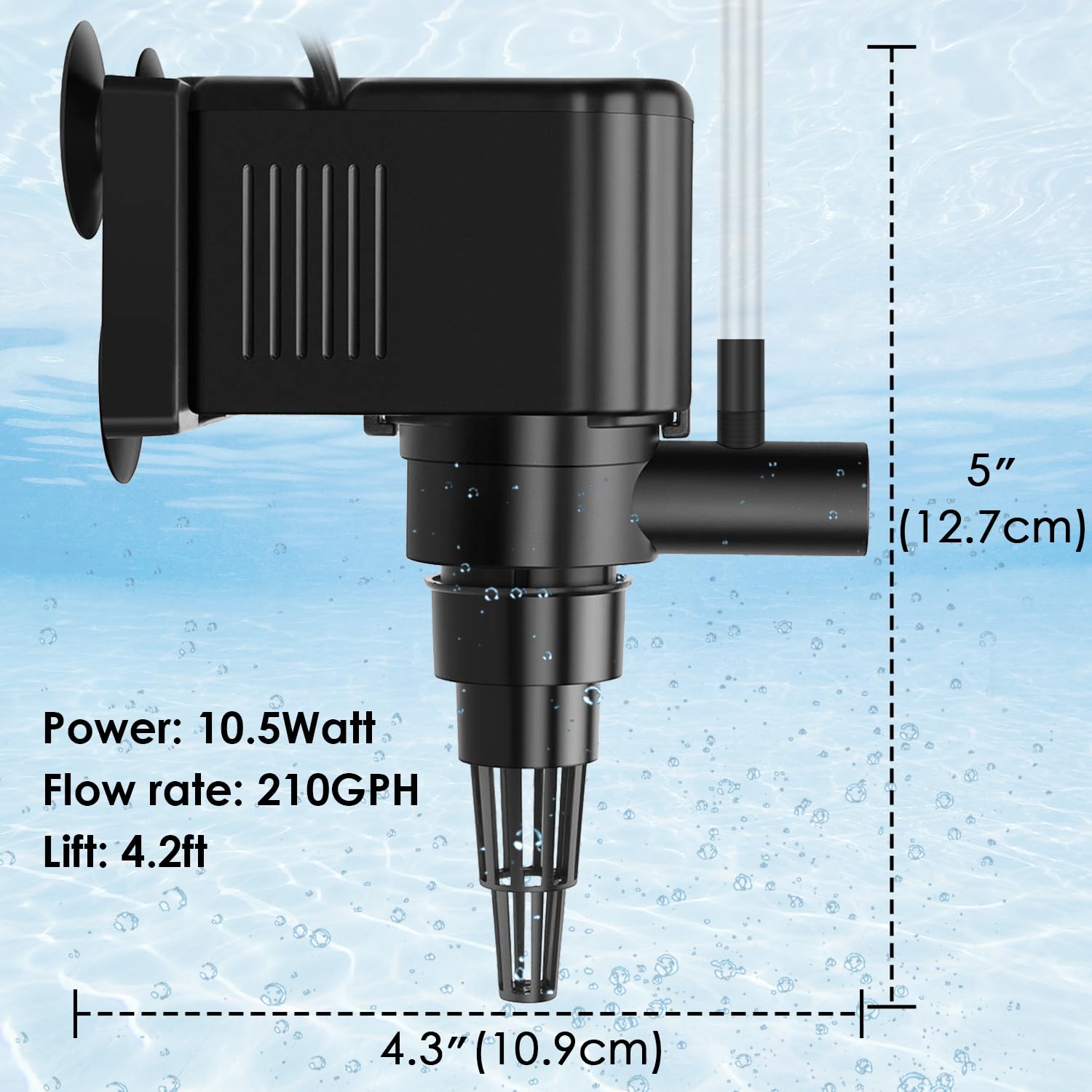 AquaMiracle powerhead for 40-60 gallon tanks with balanced circulation.