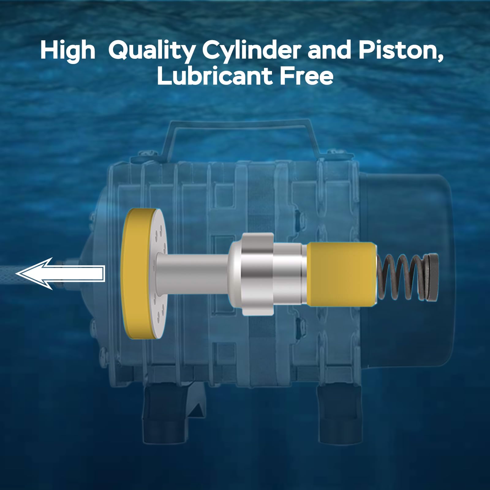 AquaMiracle pump side vent highlights enhanced cooling during operation.