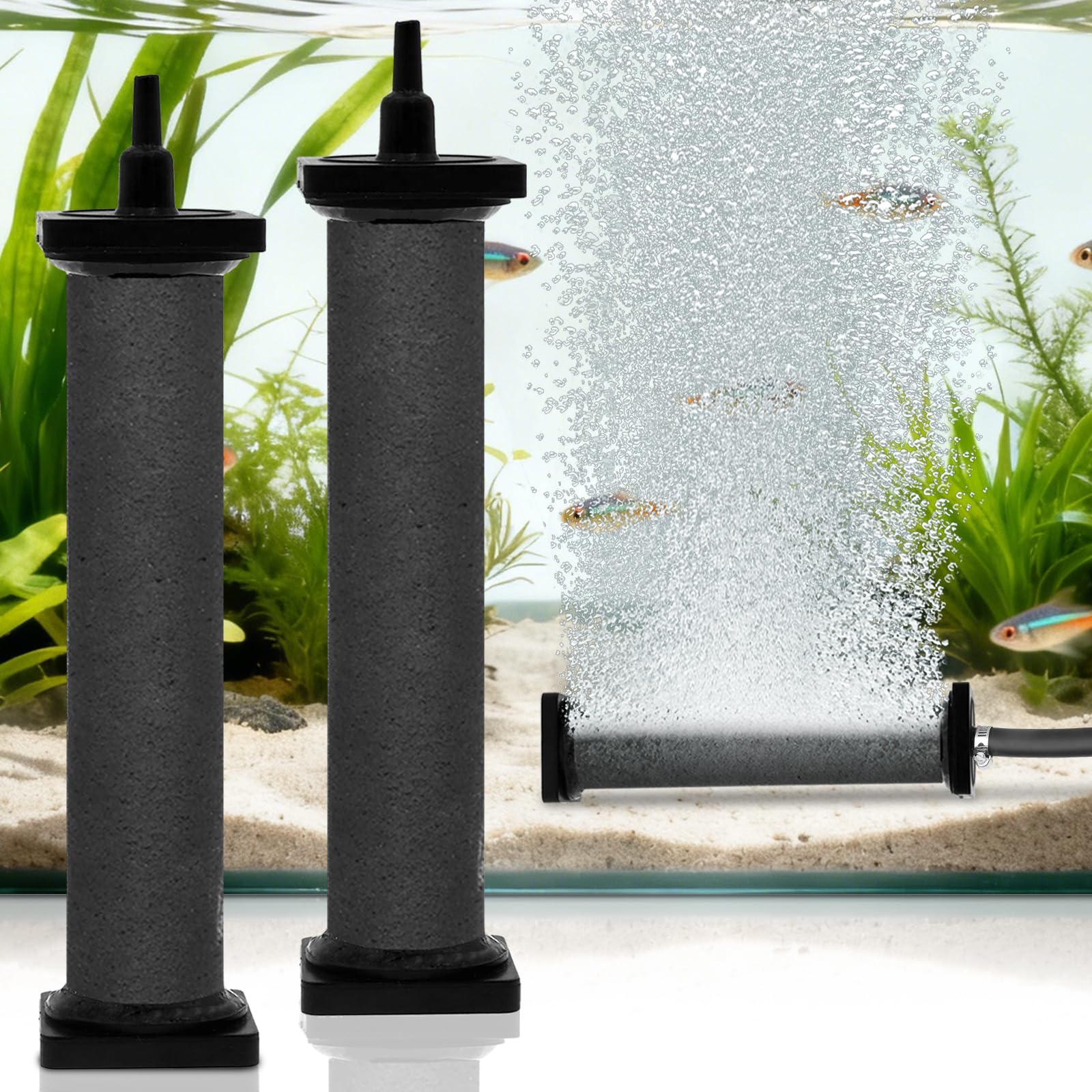 AquaMiracle rubber air stone 8inch-1-25inch bottom diffuser promotes steady bottom aeration.