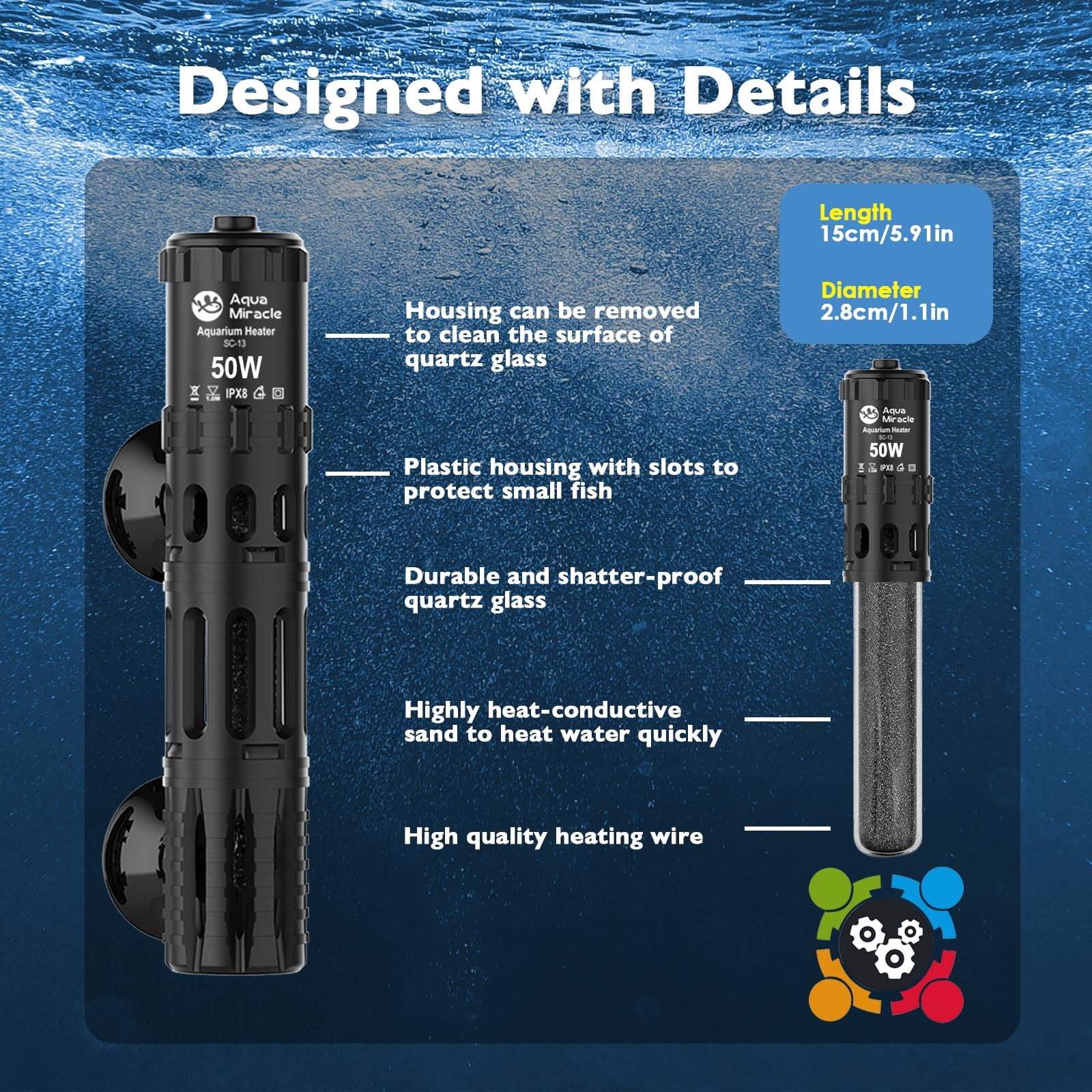 AquaMiracle auto-off heater protects fish by stopping power when water runs dry