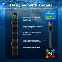 AquaMiracle submersible heater installed with dry-run protection in aquarium.