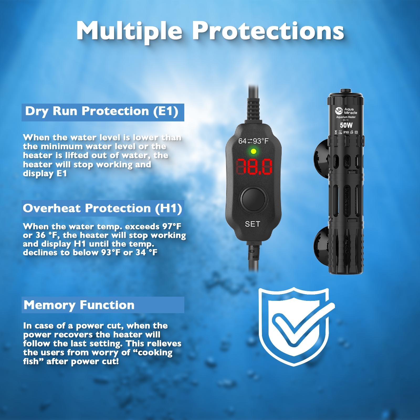 AquaMiracle dry-run safety protects aquarium electronics and fish