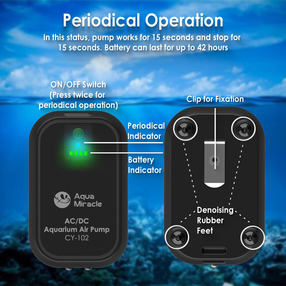 AquaMiracle USB aquarium air pump with tubing and air stone for quick setup