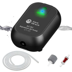 AquaMiracle USB aquarium air pump front view showing compact aeration for tanks
