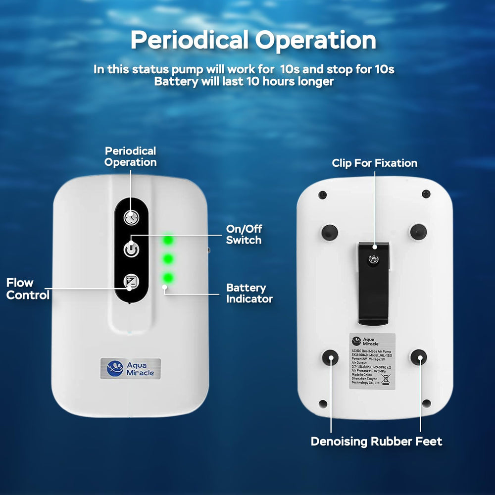 AquaMiracle USB rechargeable aerator powers during outages for uninterrupted tank atmosphere