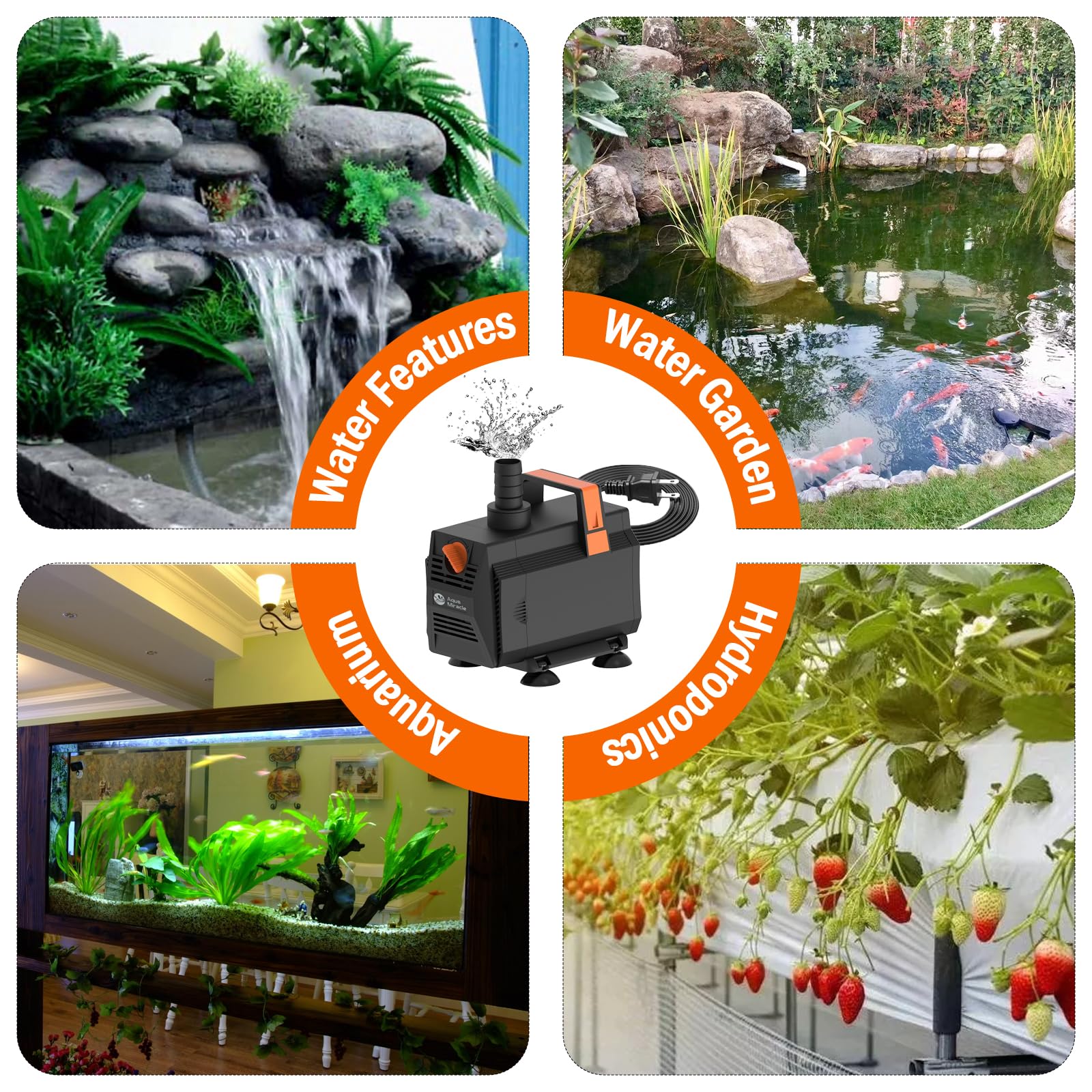 AquaMiracle versatile usage for fountains, waterfalls, hydroponics and more