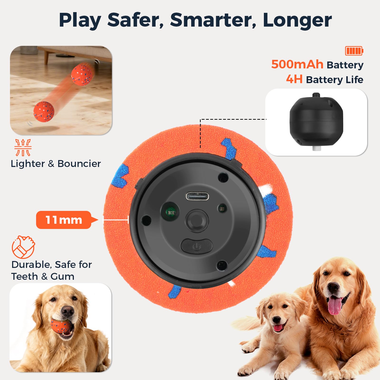 Orange Aquamorph ball featuring motion-activation for indoor fetch and entertainment