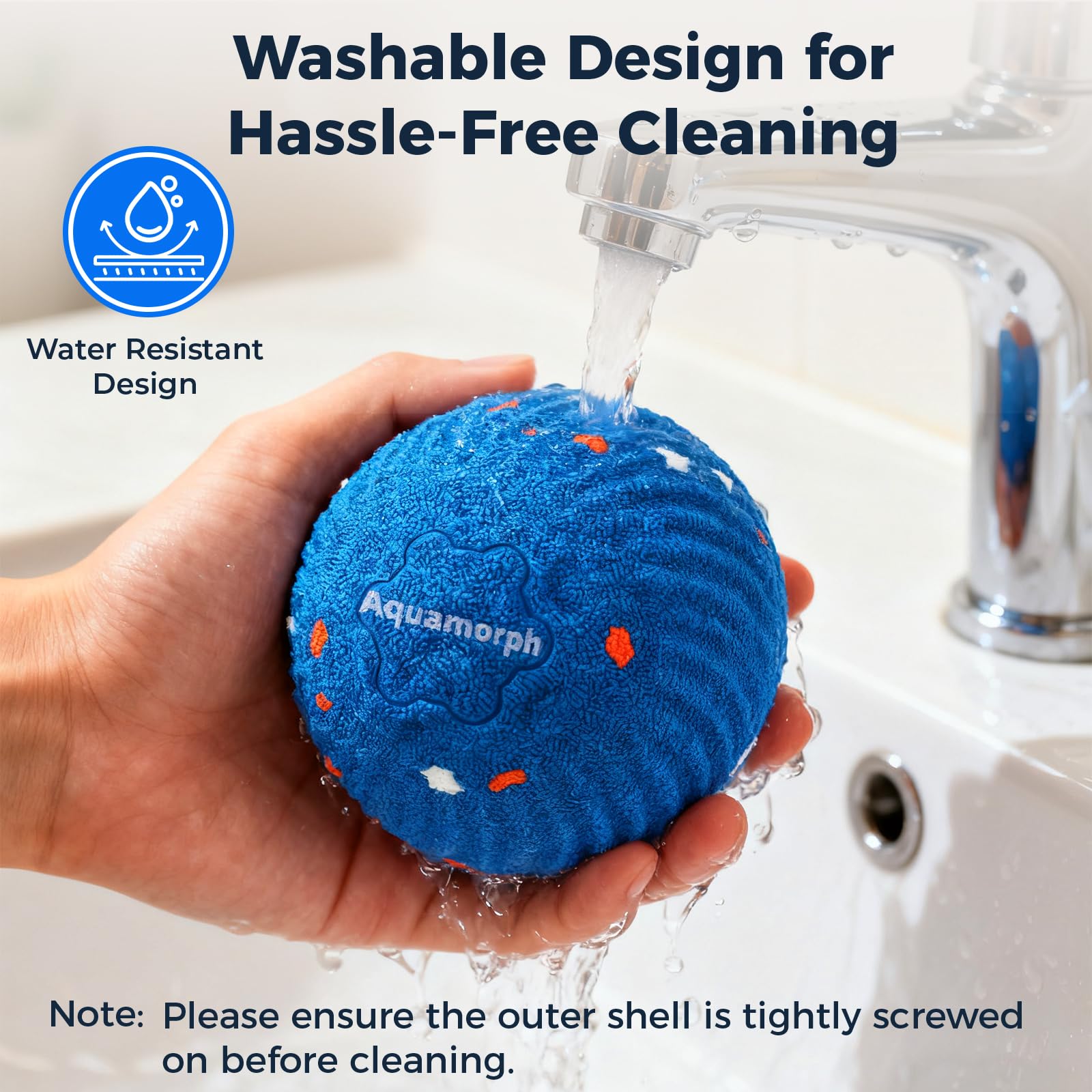 Aquamorph orange Type-C rechargeable ball designed for versatile use