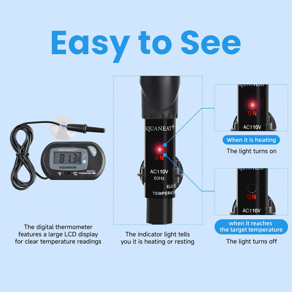 AQUANEAT suitable for 40-75 gallon tanks maintains steady temperatures