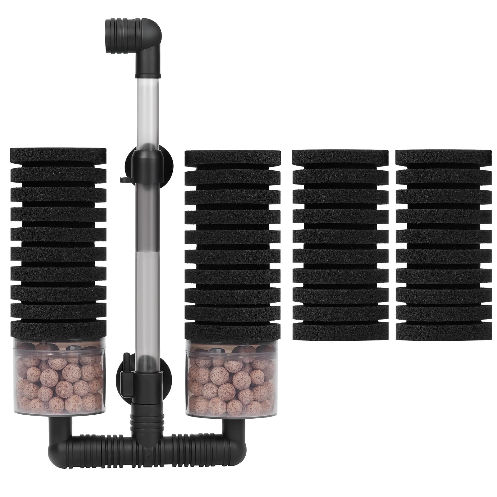 AQUANEAT sponge filter setup boosts filtration and oxygenation for small tanks.