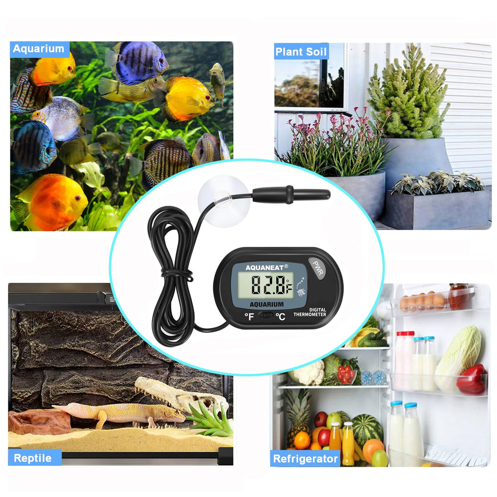AQUANEAT thermometer design withstands moisture in aquariums and terrariums