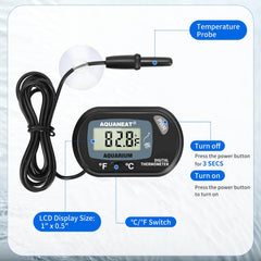 AQUANEAT aquarium thermometer wide temperature range suitable for diverse tanks