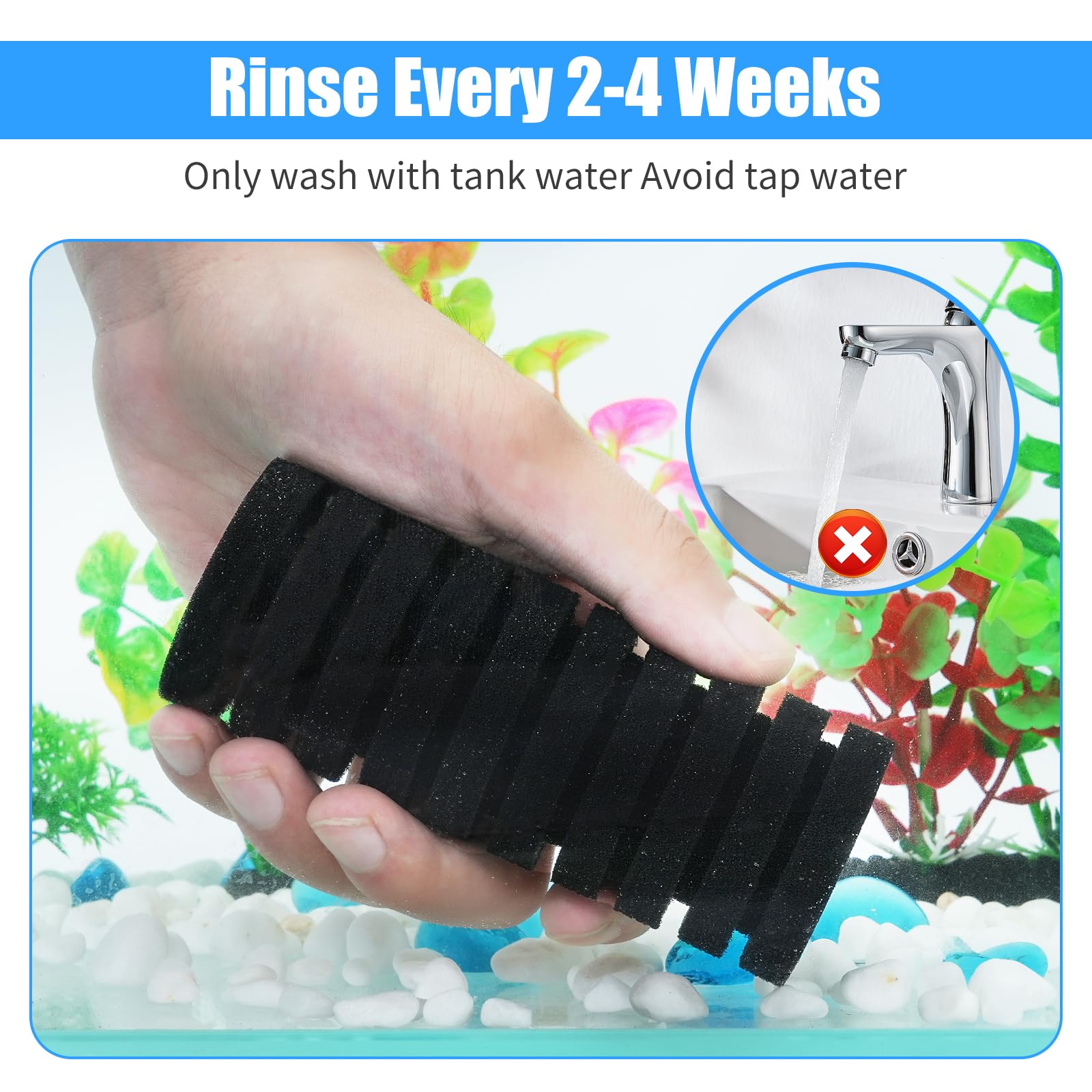 AQUANEAT easy-clean sponge filter simplifies maintenance and quick cleaning.