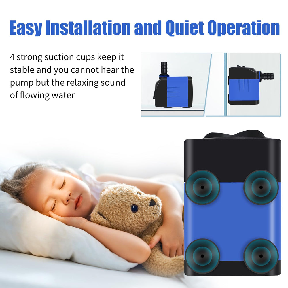 AQUANEAT fountain pump outlet adapters image illustrates flexible flow customization.