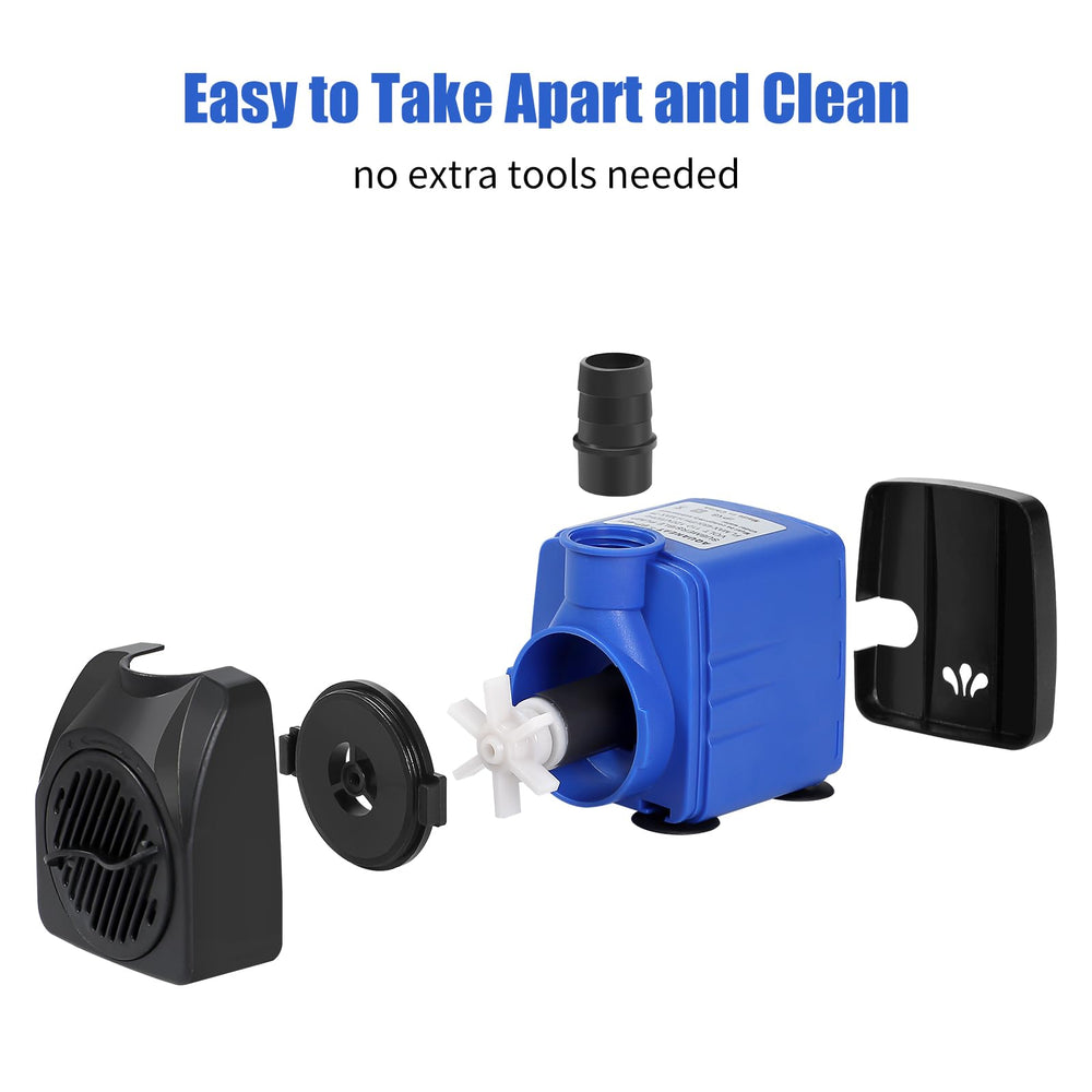 AQUANEAT fountain pump suction cups keep the unit secure during use.