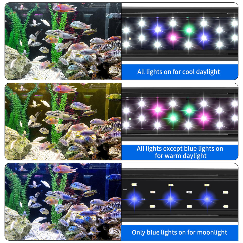 AQUANEAT LED extendable brackets fit flexible tank setups.