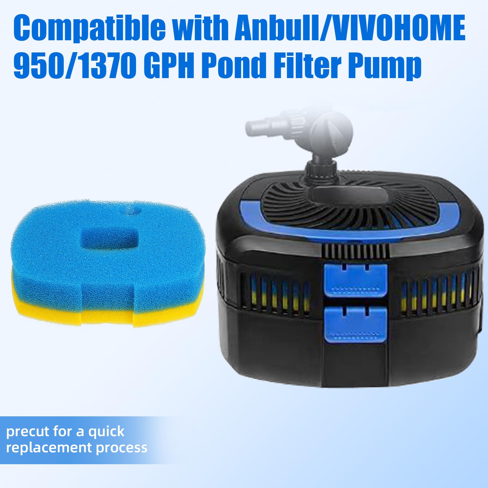 AQUANEAT coarse sponge insert traps larger debris in pond filters.