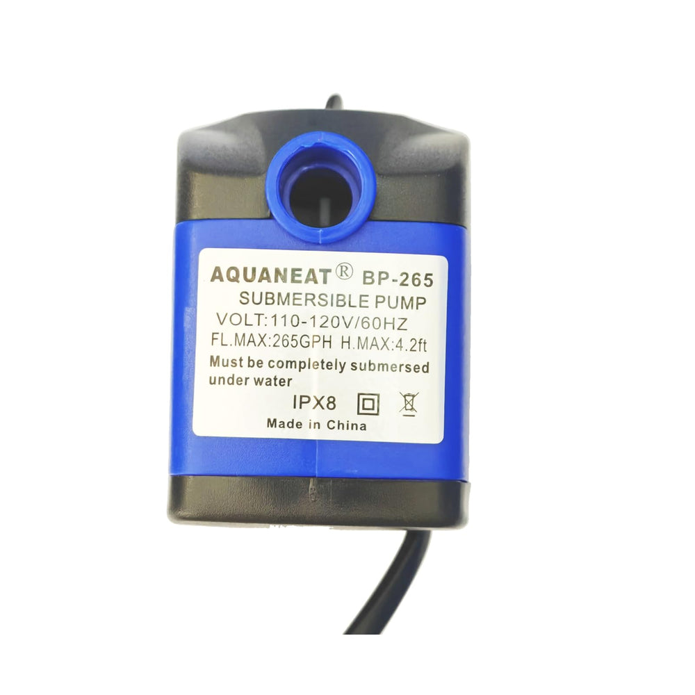 AQUANEAT small fountain pump submerged in water ready for use.