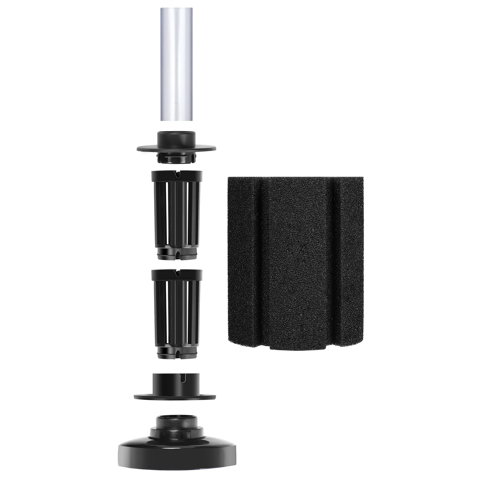 AQUANEAT sponge filter close-up showing dimensions 3.5in by 8in