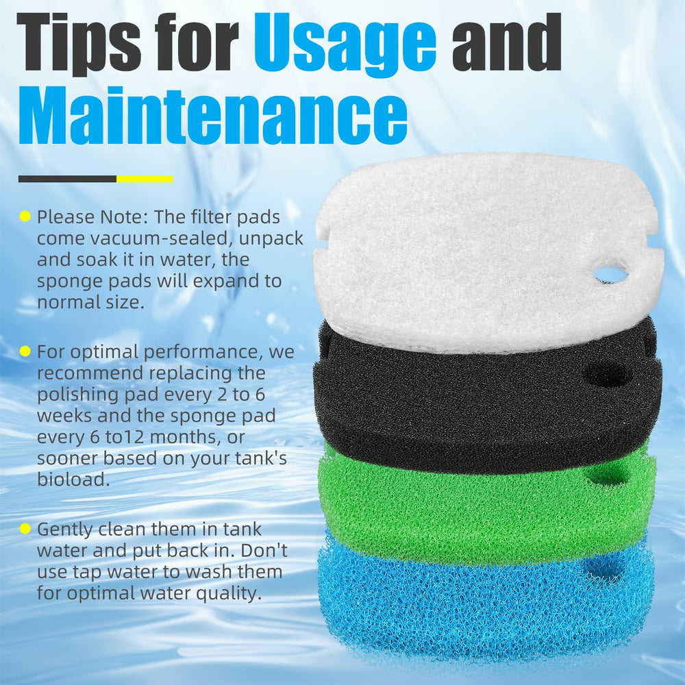 AQUANEAT white floss pads for capturing fine particles and clarity.