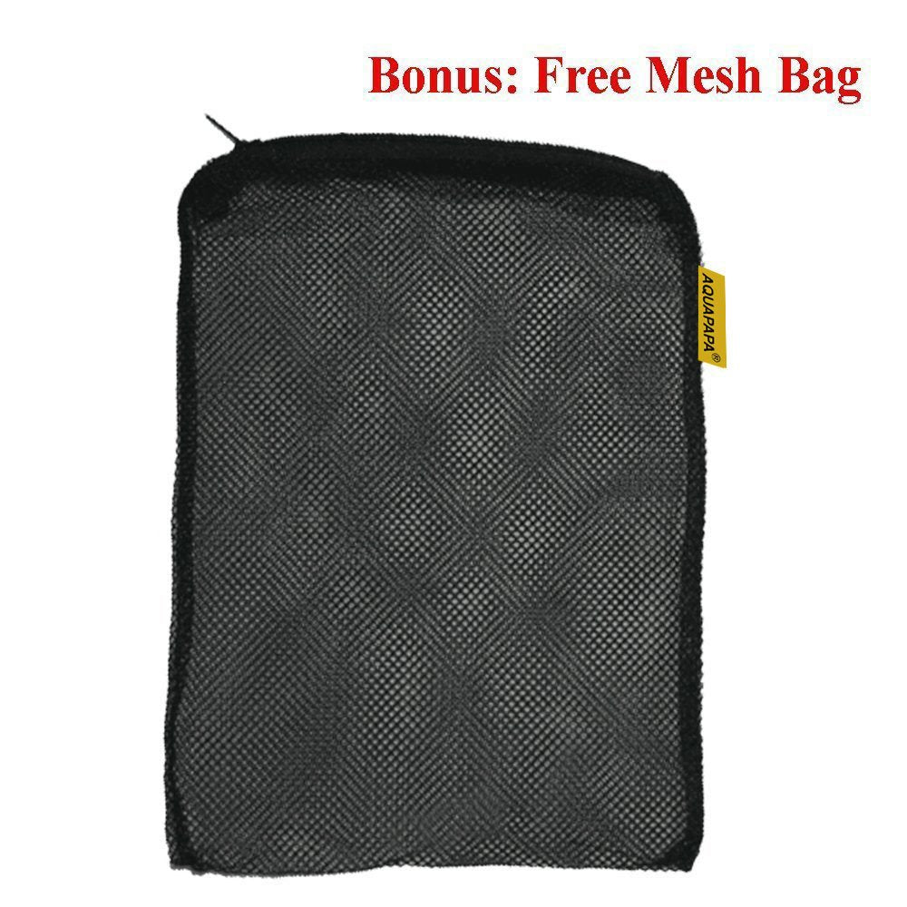 Aquapapa free mesh bag included with carbon pellets for easy media handling.