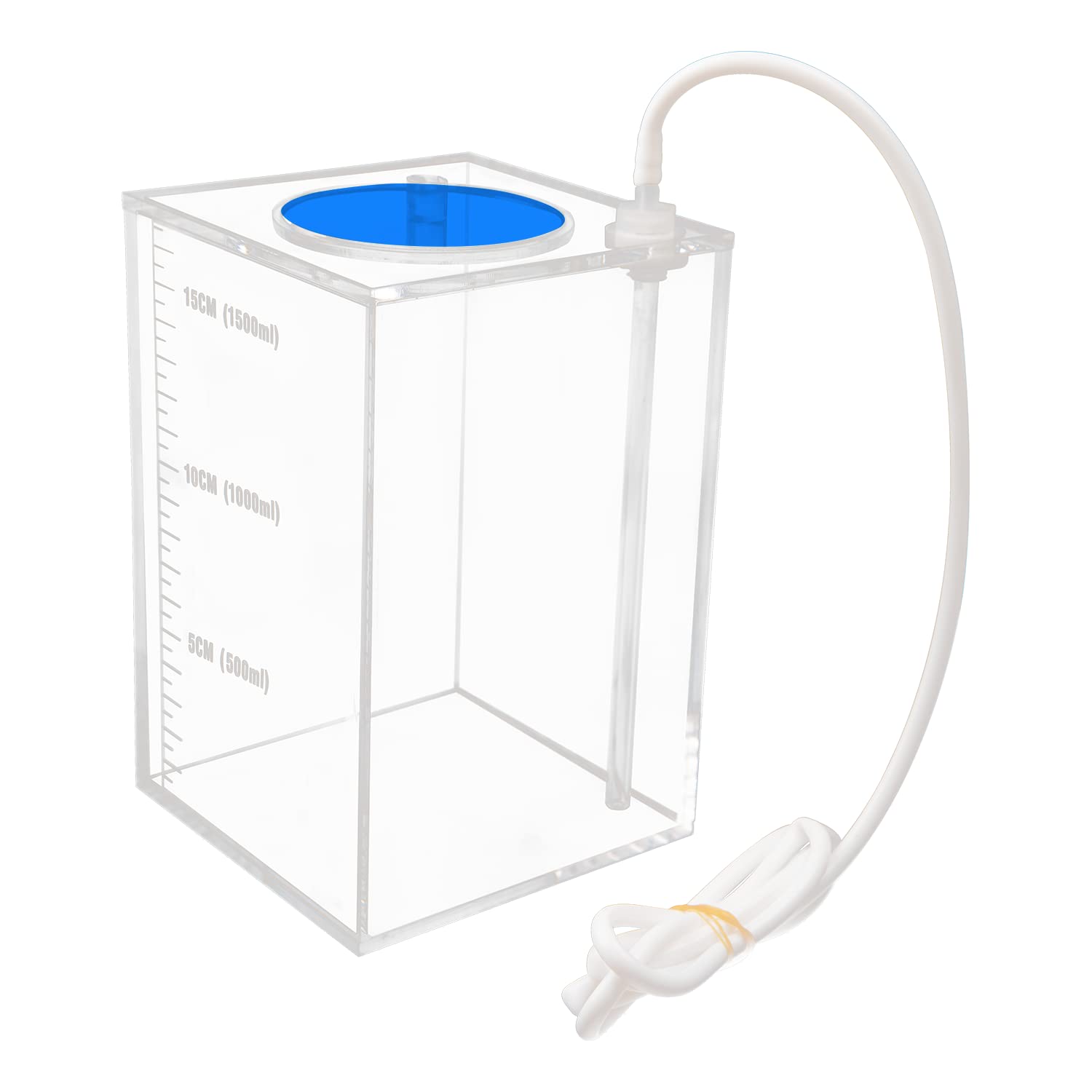 Aquarium Choice Acryli Made bucket with blue lid close-up showing evaporation control.