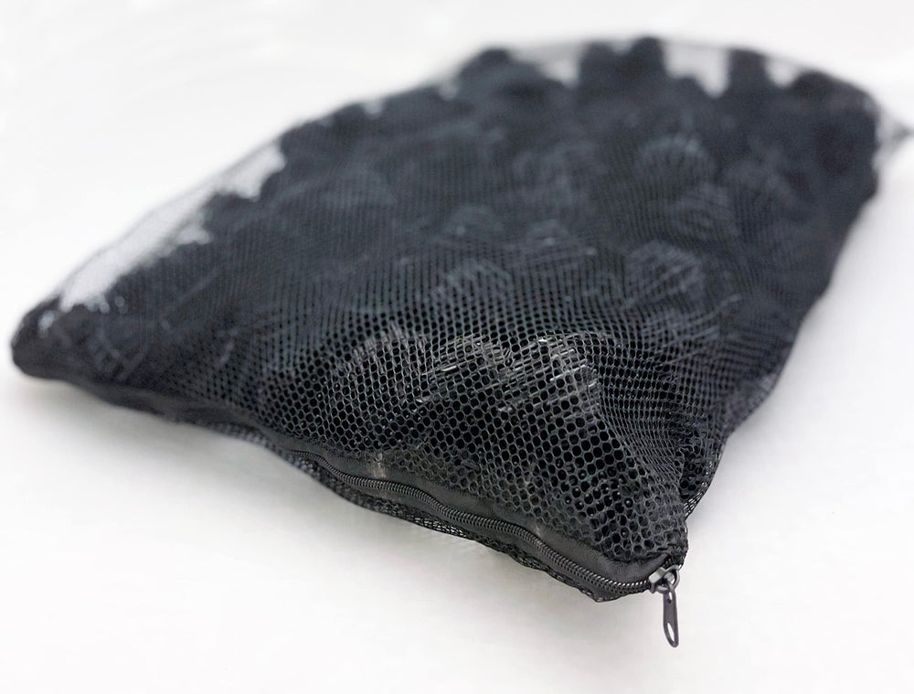 Mesh bag with zipper by Aquarium Masters for easy access and media management.