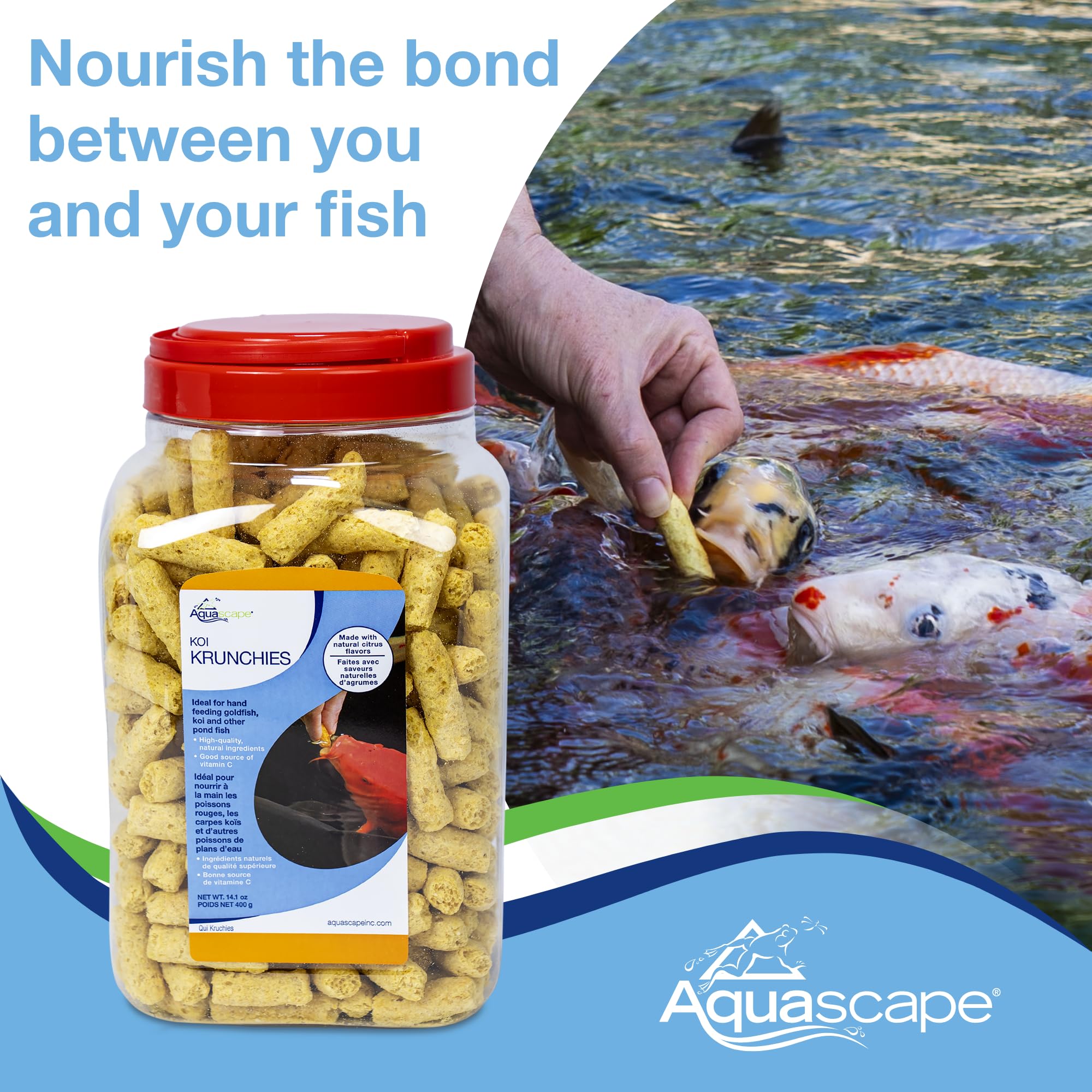Aquascape Koi Krunchies large 1.1 lb pack ideal for frequent feeding.