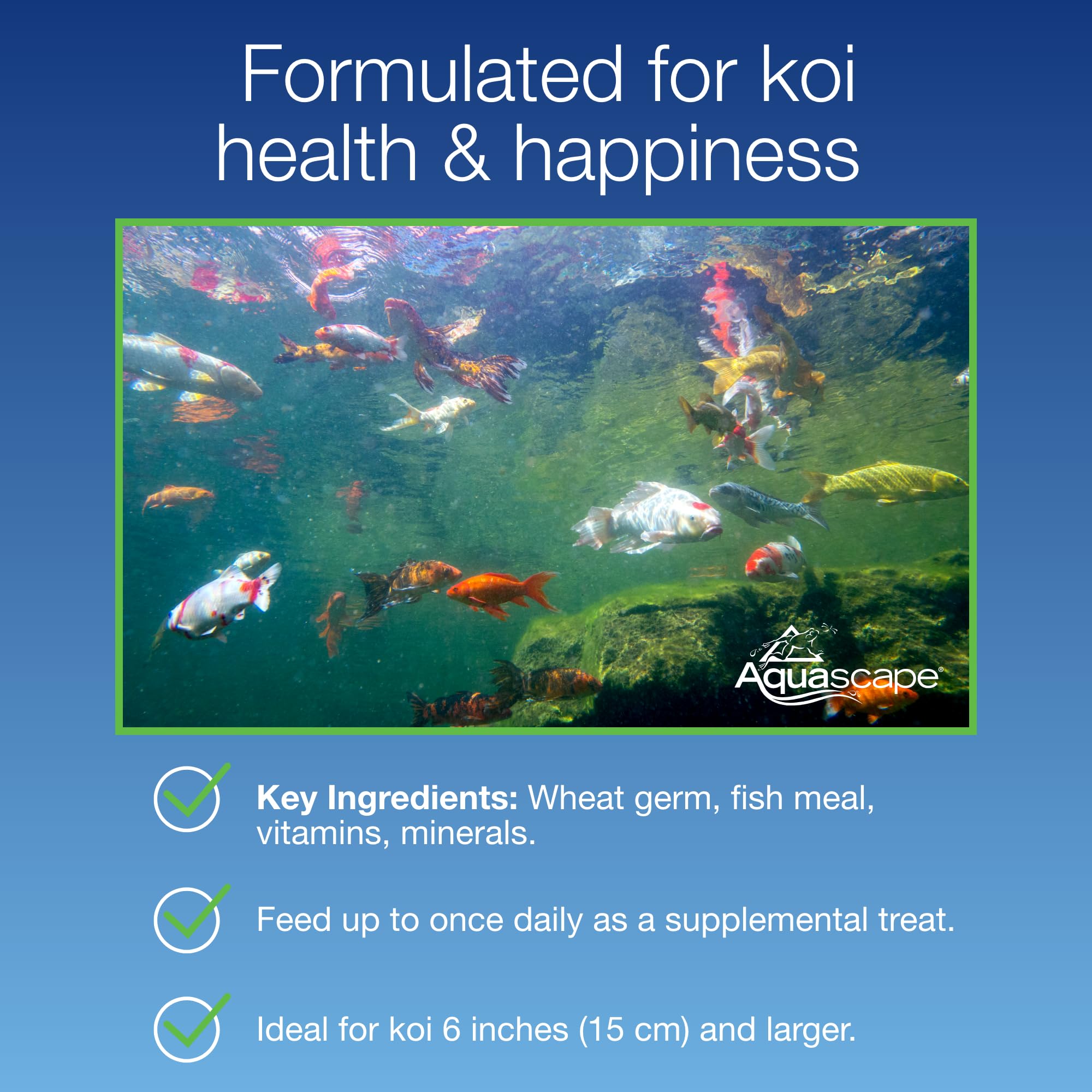 Aquascape Koi Krunchies for pond feeding with minimal waste.