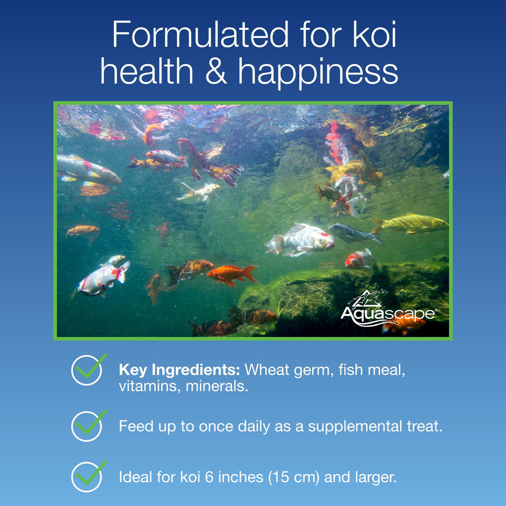 Aquascape Koi Krunchies for pond feeding with minimal waste.