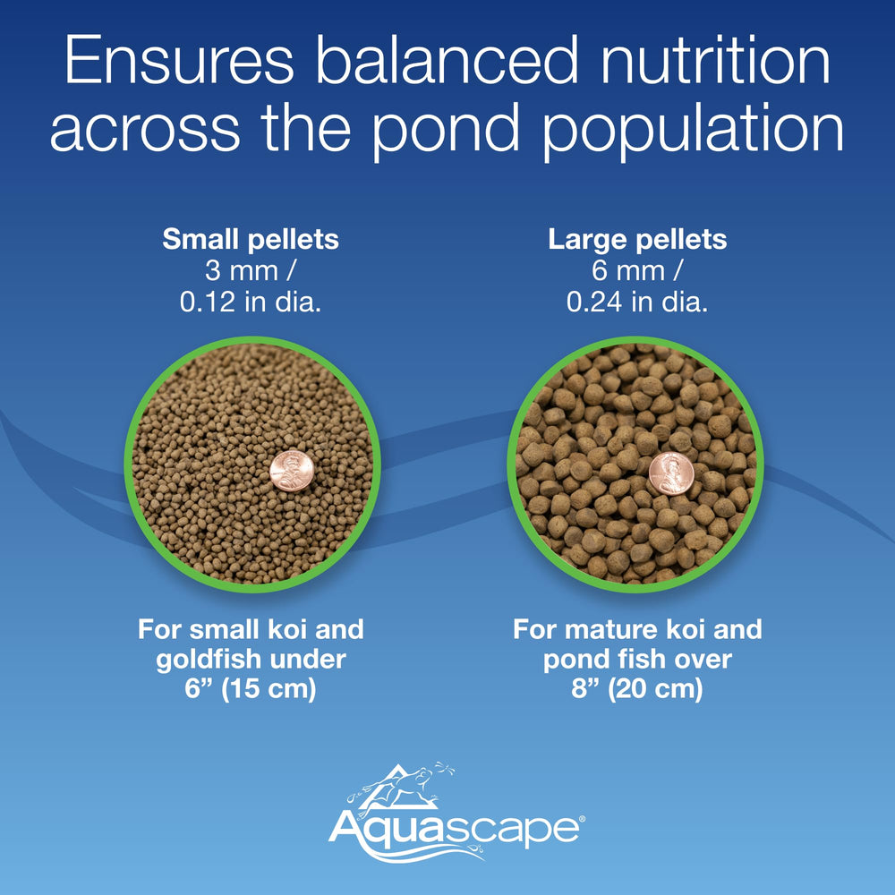 Pellets sized for small to medium koi and goldfish (1–10 inches).