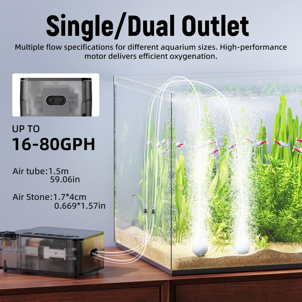 AQUASMITH air stone bubbler included for immediate bubble action.