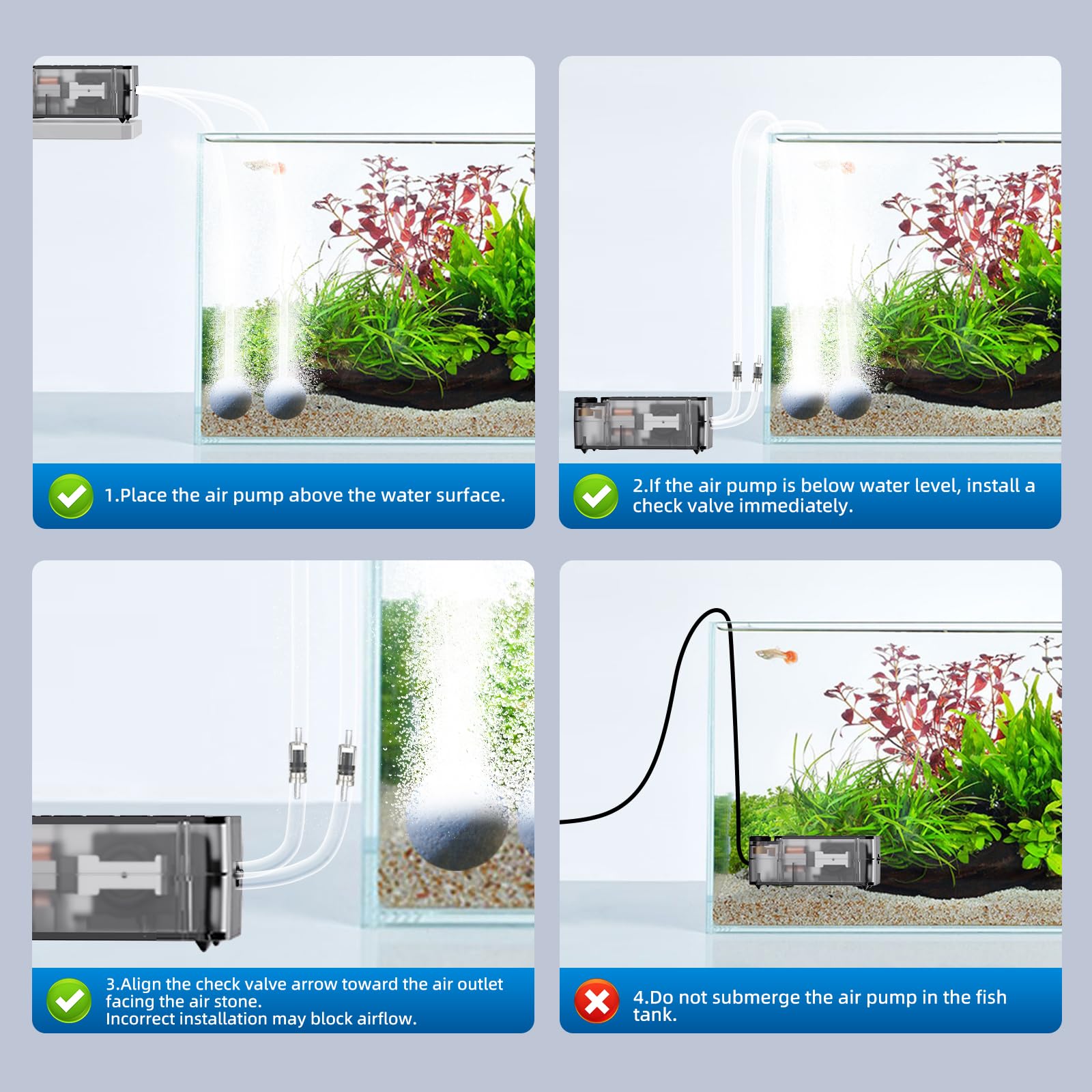 AQUASMITH quiet operation makes aquarium setup peaceful and unobtrusive.