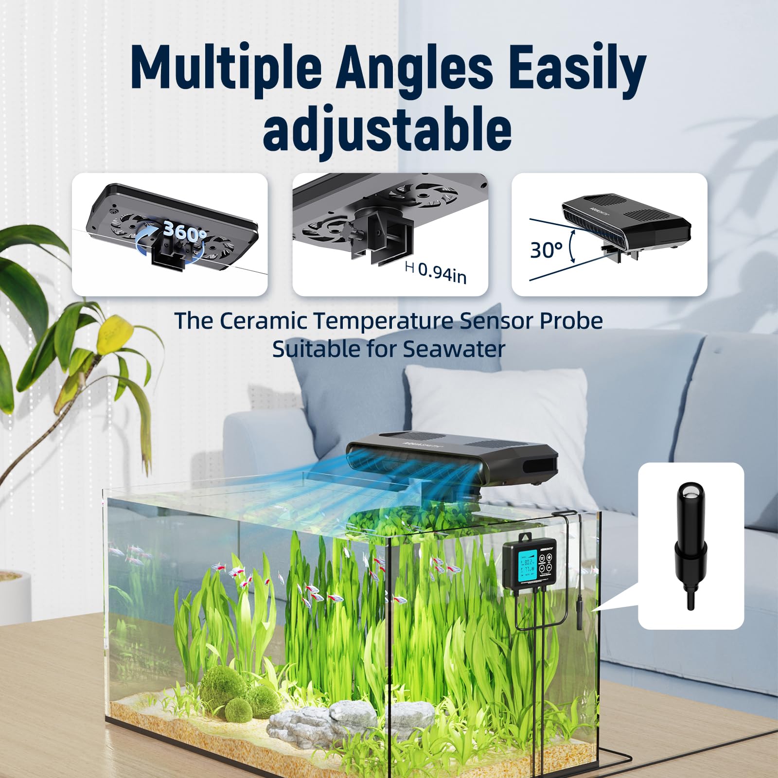 AQUASMITH aquarium chiller fan dual fans delivering strong airflow