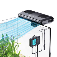 AQUASMITH aquarium chiller fan front view showing compact cooling for axolotls