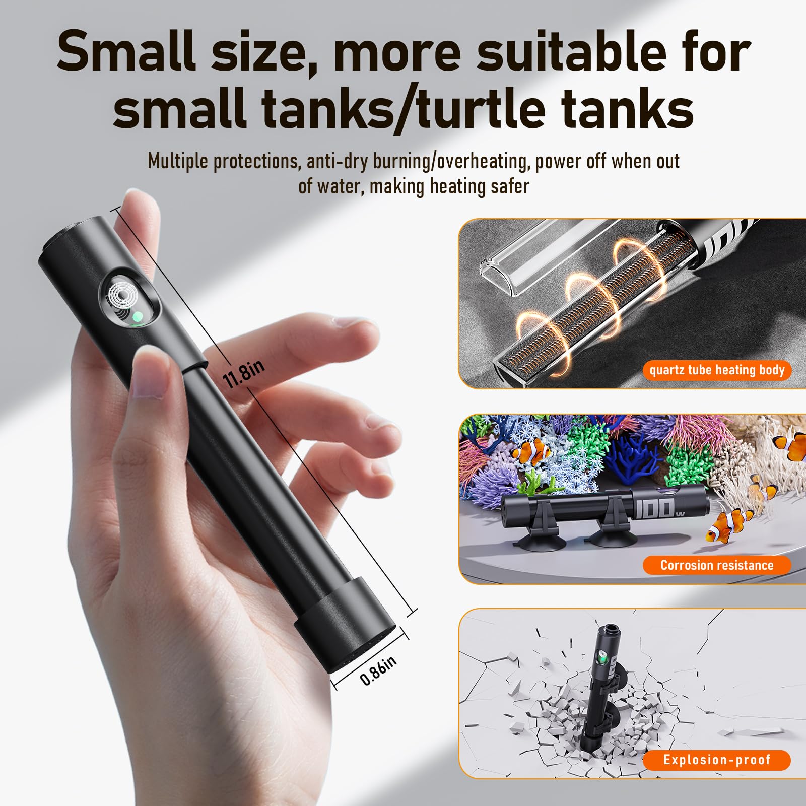 AQUASMITH aquarium heater 100W provides reliable warmth for mid-sized tanks.