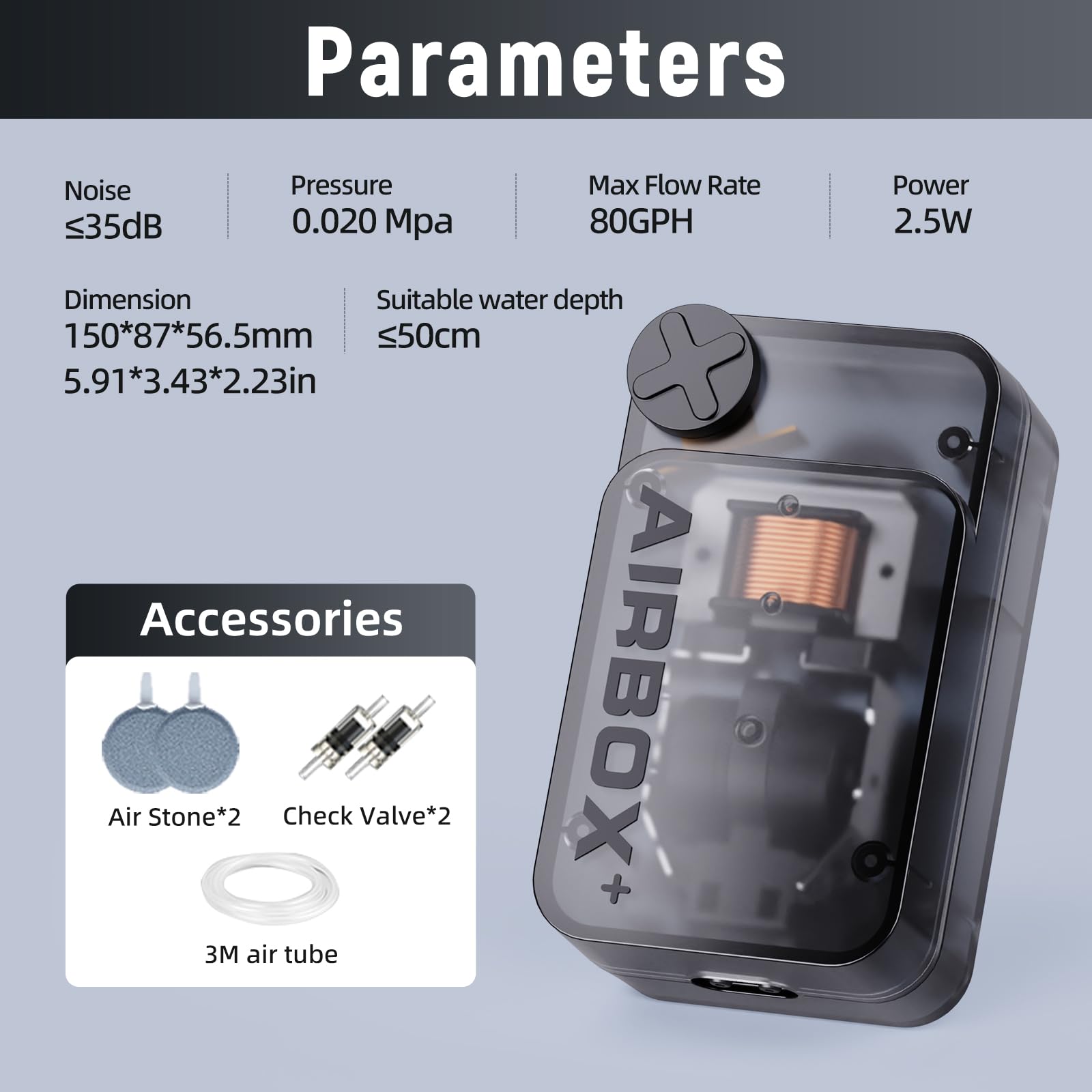 AQUASMITH adjustable airflow knob enables custom aeration for different tank sizes.