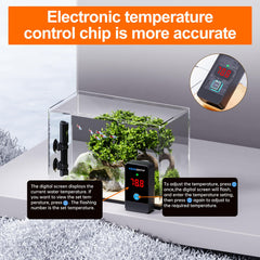 AQUASMITH external LED controller displays real-time tank temperature.
