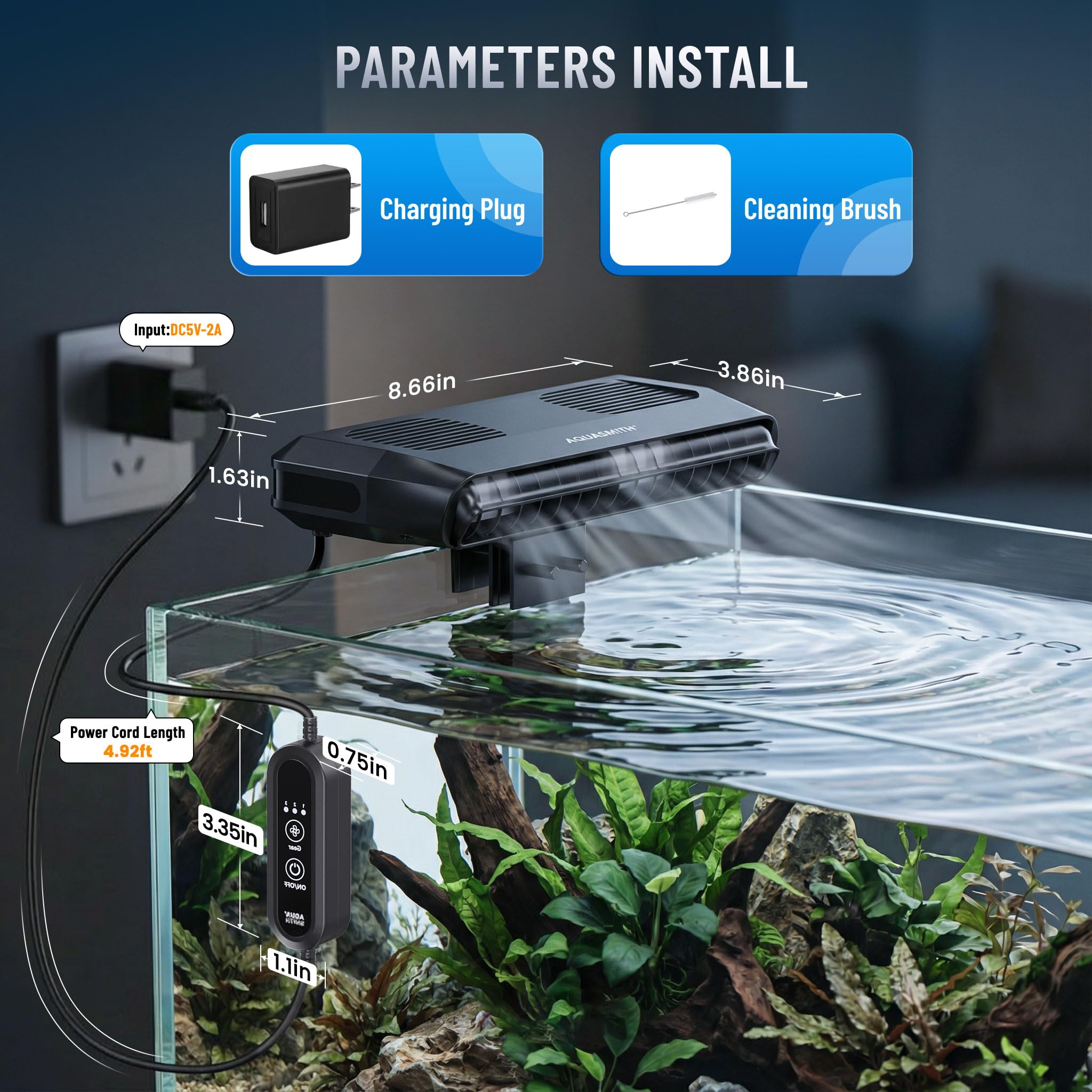 AQUASMITH included power plug enables quick, plug-and-play setup