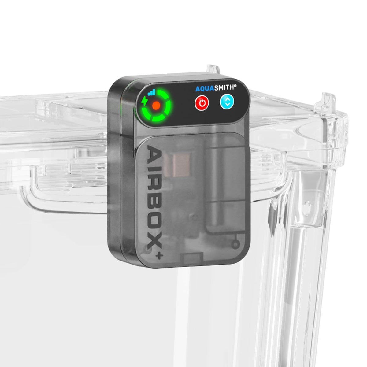 AquaSmith Live Bait Aerator with a compact matte body for easy placement by the bait bucket.