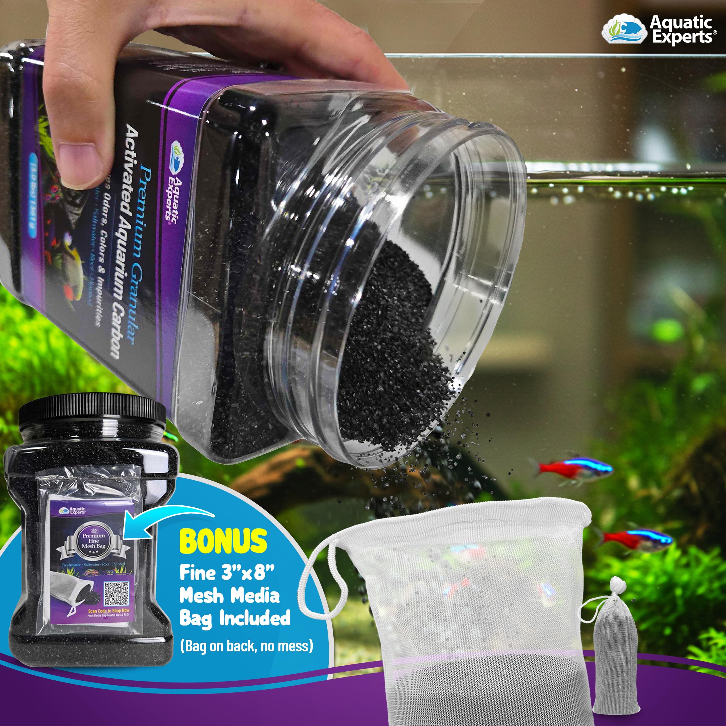 Aquatic Experts water clarity after carbon treatment in a thriving aquarium