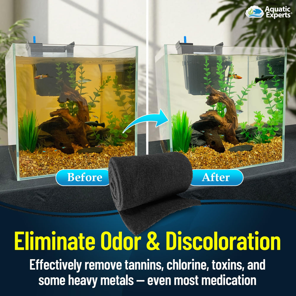 Aquatic Experts carbon pad being shaped to fit a filter.