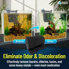 Aquatic Experts carbon pad being shaped to fit a filter.