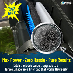 Aquatic Experts carbon pad removing odors from aquarium water.
