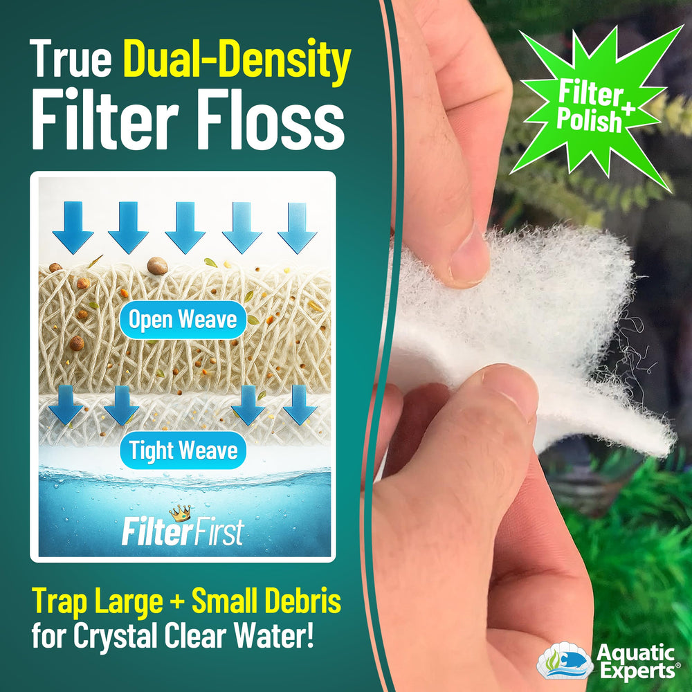 Aquatic Experts dense bottom layer traps finer particles for sparkling clear water.